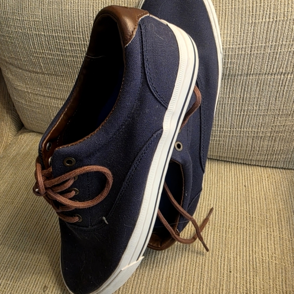 Joseph Abboud Leather and Navy Canvas Shoes